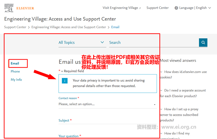 图2：图2：Elsevier Support网站提交反馈及佐证材料